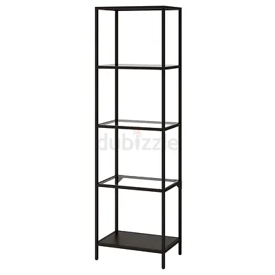 IKEA VITTSJÖ Shelving Unit – Black/Brown Glass | Excellent Condition