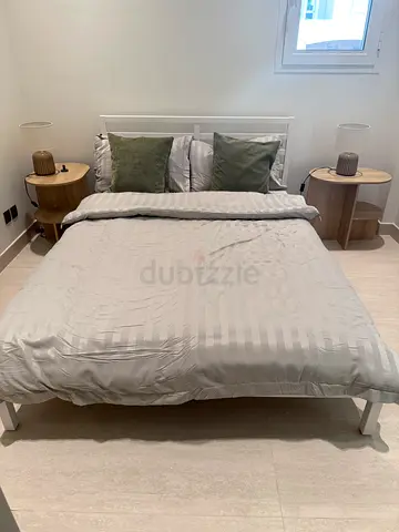 Modern White Bed Frame with Headboard