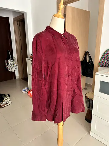Savior Maroon long sleeve blouse L New