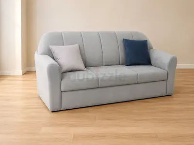 Comfortable 3-Seater Grey Fabric Sofa