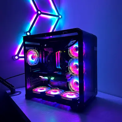 Glass RTX 3080 Ryzen 7 5700X Gaming PC Rendering PC