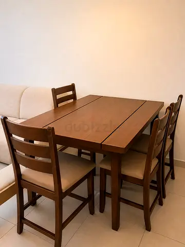 Hightop Wooden Dining table with Four chairs , extendable on both sides