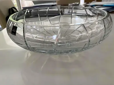 Large Clear Crystal Glass Decorative Bowl ROGASKA