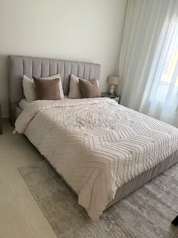 Modern Upholstered Bed Frame with Tall Headboard