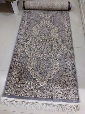Light Grey Traditional Persian-Style Runner Rug, 3m x 1m (approx)