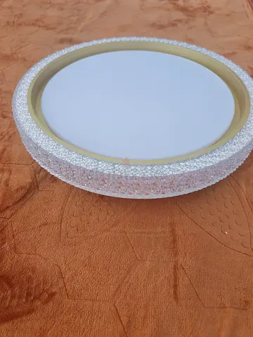 Round LED Ceiling Light Fixture - Decorative Crystal Edge, Ready to Install