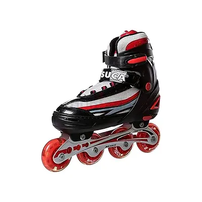 Mesuca Adjustable Inline Roller Skates Red | Aluminium Frame Skates for Kids