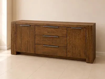 Modern Wooden Buffet Sideboard with Three Drawers and Two Cabinets