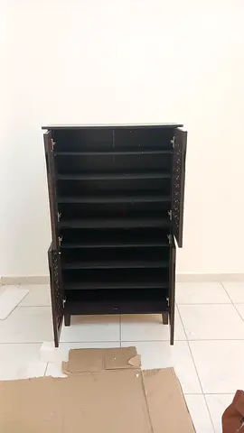 Dark Wood Shoe Cabinet with Multiple Shelves - Brand new