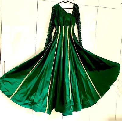 Emerald green long engagment or henna dress