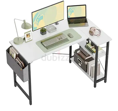 Compact metal and wood study desk with shelves - used for 3 months, almost new