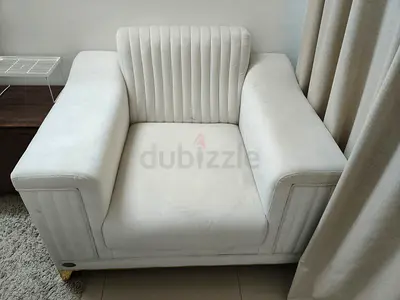 White Upholstered Single-Seat Armchair