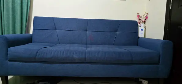 Blue 3-Seater Fabric Sofa in Good Condition