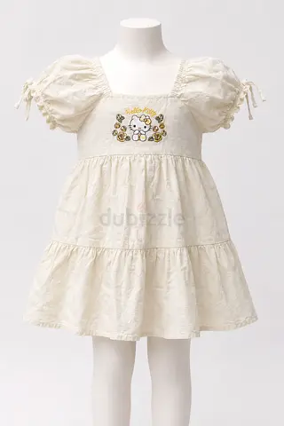 Girls cream Hello Kitty puff sleeve dress - size child
