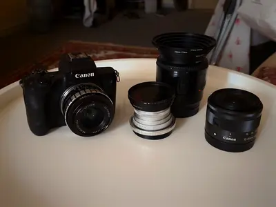 Canon EOS M50 with 4 lenses and a VND