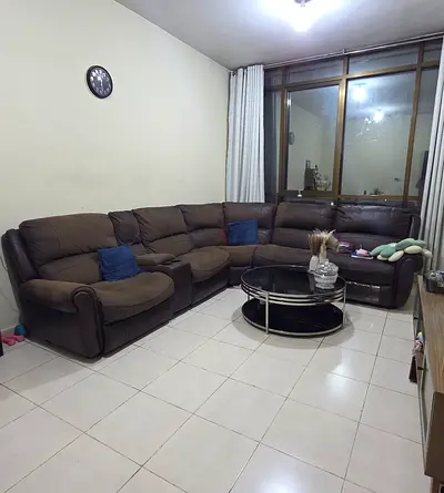 Spacious Leather Sectional Recliner Sofa + Modern Round Glass Center Table ​⚡ PRICE: 300 AED ONLY ⚡