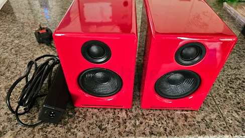 Audioengine A2+ Wireless Bluetooth Desktop Speakers – Gloss Red