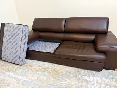 Roche Bobois Comfortable Dark Brown Leather 3 Seater Sofa