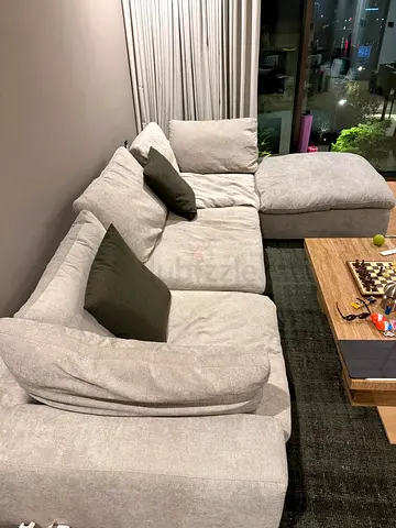 Brand new pan Emirates Pianca corner feather filled sofa without
