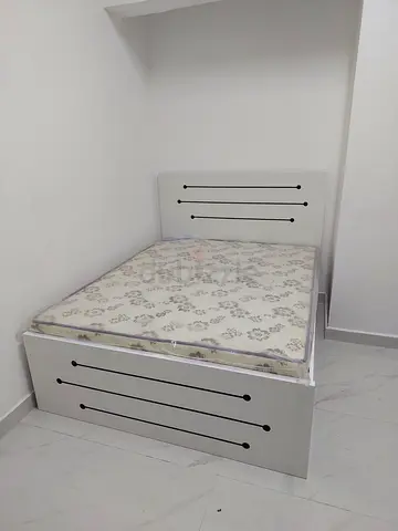 White queen bed frame with headboard and mattress - good quality