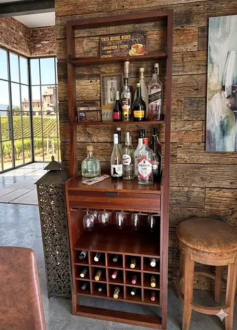 Wooden Home Bar Cabinet with Wine Rack and Glass Holder