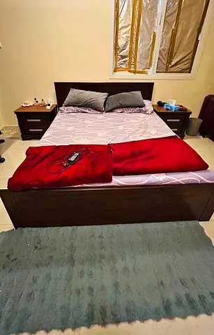 Ikea king size bed with mattress and storage drawers