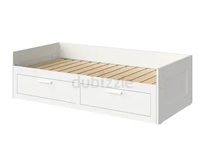 White Daybed frame with Two Large Storage Drawers - extendable to double bed
