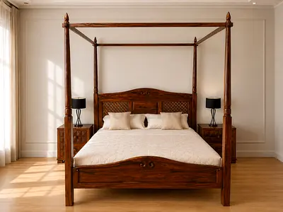 Marina Home Solid Wood Four Poster Bed Set