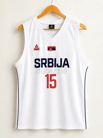 PEAK Serbia Men's National Basketball Team Home Replica Jersey #15