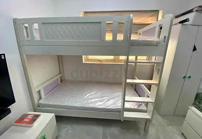 White Wooden Bunk Bed for Kids - Good Condition