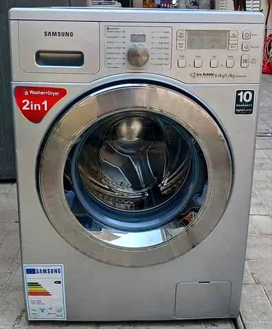 front load Samsung 8kg washer with 5kg full dryer, silver color, properly working condition.