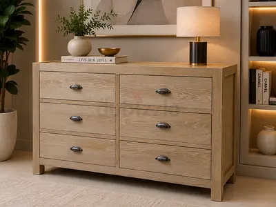 Light Oak 6-Drawer Wooden Dresser / Chest - Good Condition