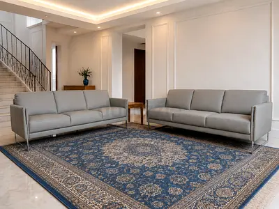 CASANOVA Pair of Modern Grey 3-Seater Sofas with Metal Legs