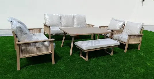 Outdoor aluminium lounge set 7-piece with cushions - brand new