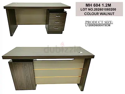 Walnut Office Desk with 3 Drawers