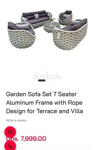 7-Seater Garden Sofa Set with Aluminum Frame and Rope Design