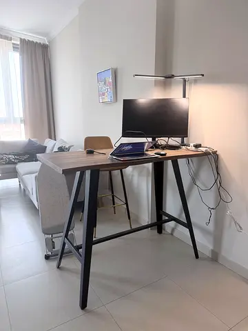 Wooden Top Computer Desk with Metal Frame - Excellent Condition