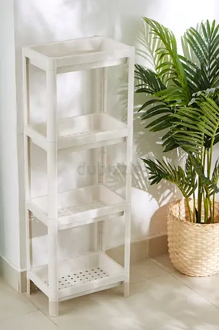IKEA-style 4-Tier Plastic Storage Shelf - White, Good Condition