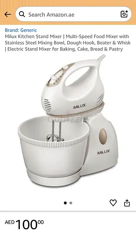 Milux Hand & Stand Mixer with Mixing Bowl - White