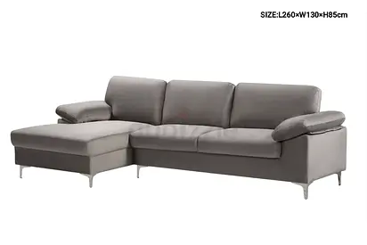 Left-facing Grey Fabric L-Shaped Sofa with Chaise (3-seater)