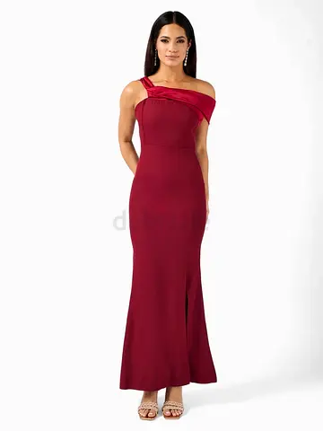 Elegant Burgundy One Shoulder Evening Gown