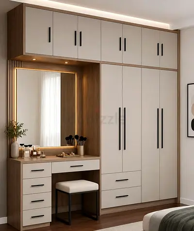 Built-in Wardrobe with Vanity and Storage - Modern Finish