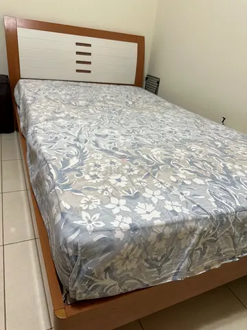 Single wooden bed frame with mattress - good condition