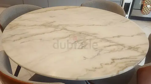 Round Marble-Top Dining Table
