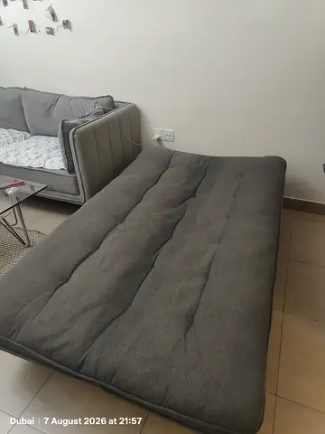 Grey futon mattress / sofa bed cushion - good used condition