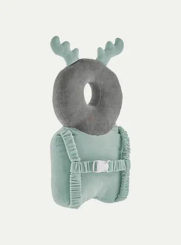 Baby head and neck support plush pillow with safety harness (deer design)