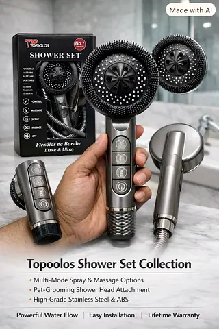 Topoolos Multi-Mode Shower Set with Massage & Pet Grooming Head