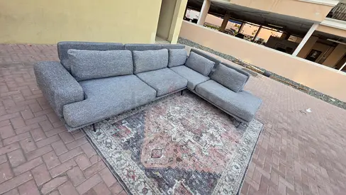 Papadatos Italian L Shape Sofa with adjustable head Rest dark gray
