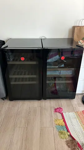 Pair of Black Glass-Door Wine/Drink Coolers - Used