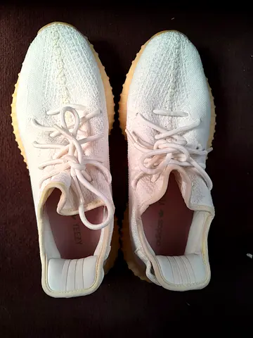 White Adidas Yeezy Boost-style Knit Sneakers, (Original)